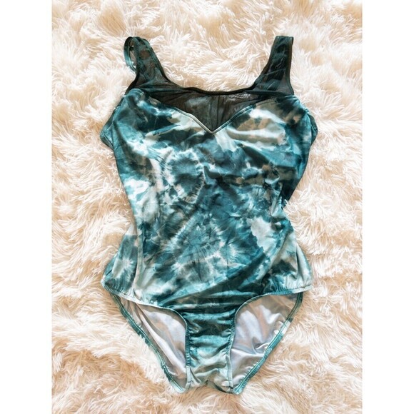 Fantasize Women’s Teal Green Tie Dye One Piece Swim Suit size XL - Picture 8 of 8